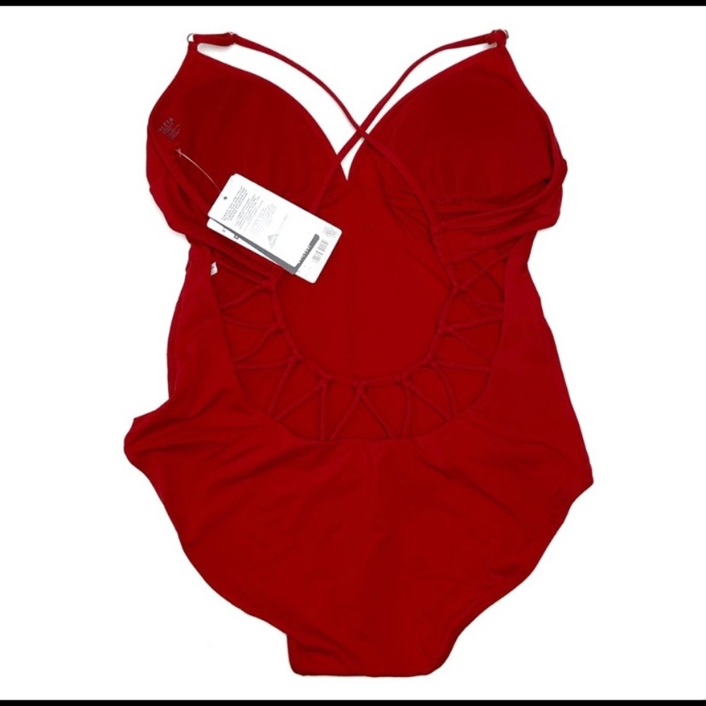 NWT Athleta Loop Back One Piece Kihei Red- Sz: L - Picture 4 of 10